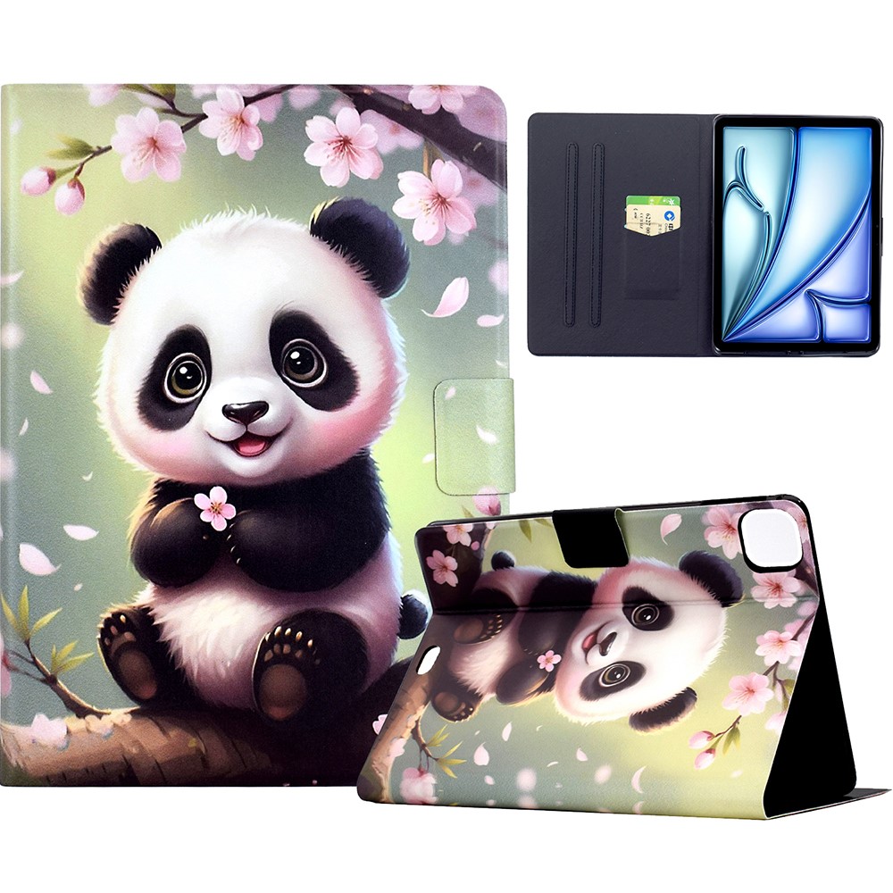 Stand Case for iPad Air 11 (2025) / (2024) / Air (2022) / (2020) / Pro 11 (2022) / (2021) / (2020) / (2018) Tablet Leather Cover - Sakura Panda