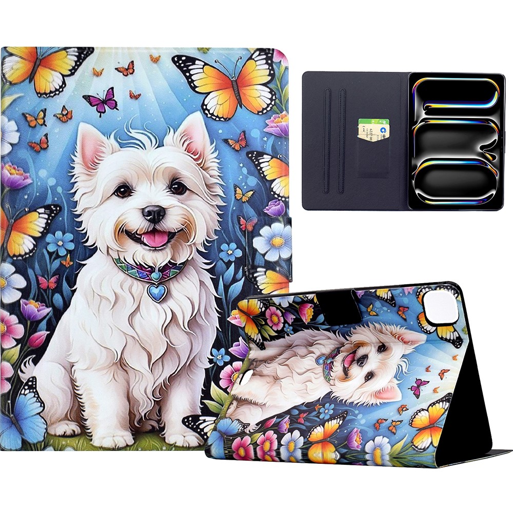 For iPad Pro 11 (2024) Stand Case Pattern Printing Tablet Leather Cover with Auto Wake / Sleep - Dog