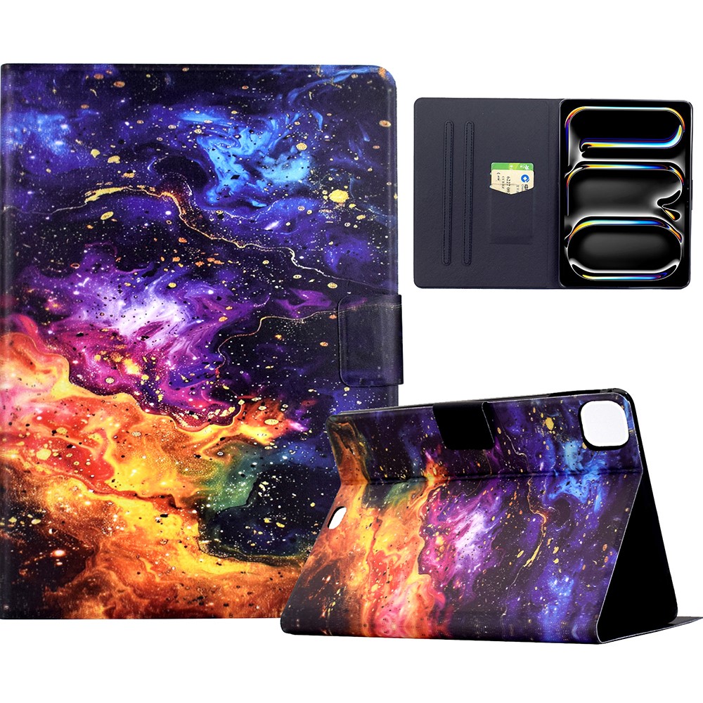 For iPad Pro 11 (2024) Stand Case Pattern Printing Tablet Leather Cover with Auto Wake / Sleep - Nebula