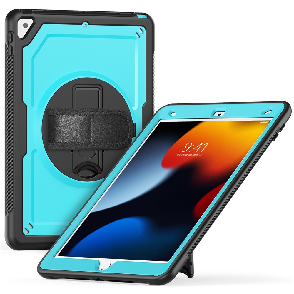 Tablet Case For iPad 10.2 (2021)  /  (2020)  /  (2019)  /  Air 10.5 inch (2019)  /  Pro 10.5-inch (2017) Kickstand PC TPE Cover with Hand Strap - Baby Blue