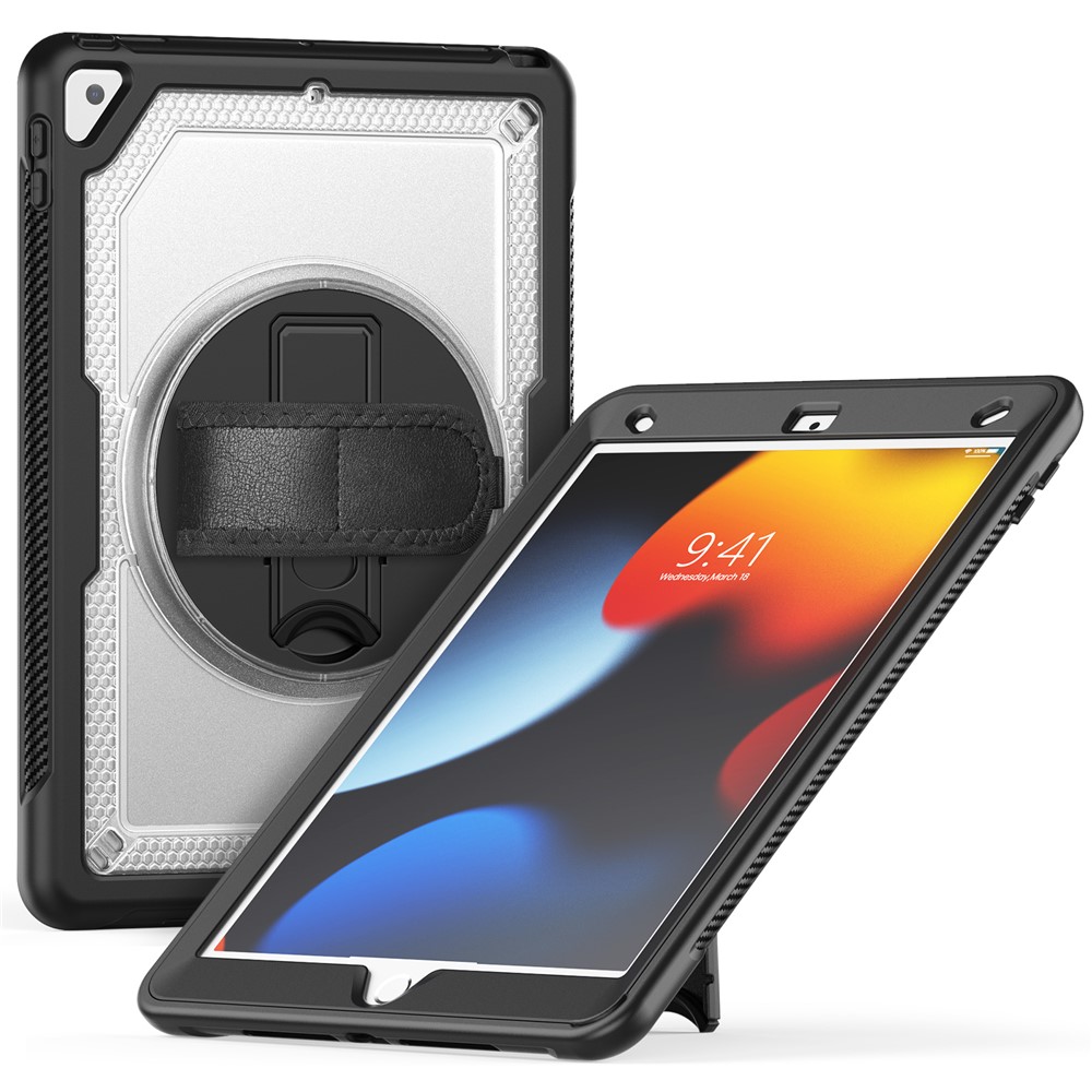 Tablet Case For iPad 10.2 (2021)  /  (2020)  /  (2019)  /  Air 10.5 inch (2019)  /  Pro 10.5-inch (2017) Kickstand PC TPE Cover with Hand Strap - Transparent