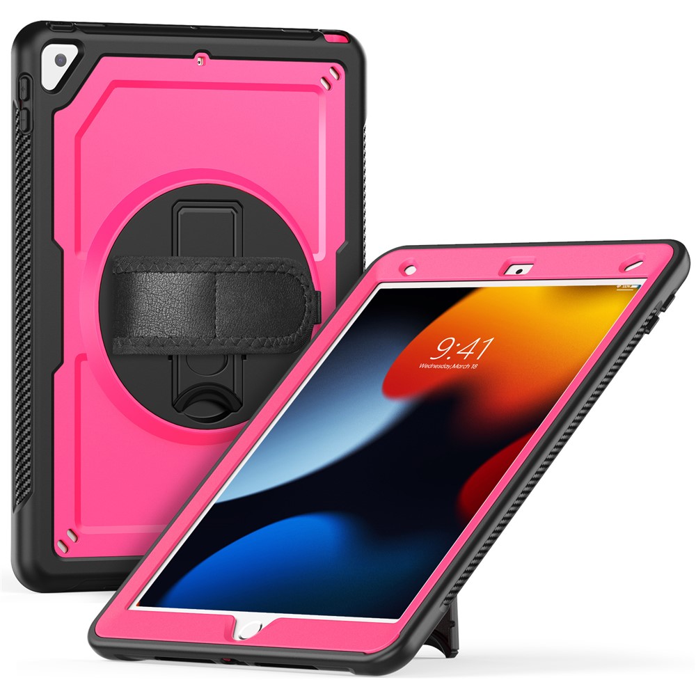 Tablet Case For iPad 10.2 (2021)  /  (2020)  /  (2019)  /  Air 10.5 inch (2019)  /  Pro 10.5-inch (2017) PC + TPE Cover with Shoulder Strap - Rose