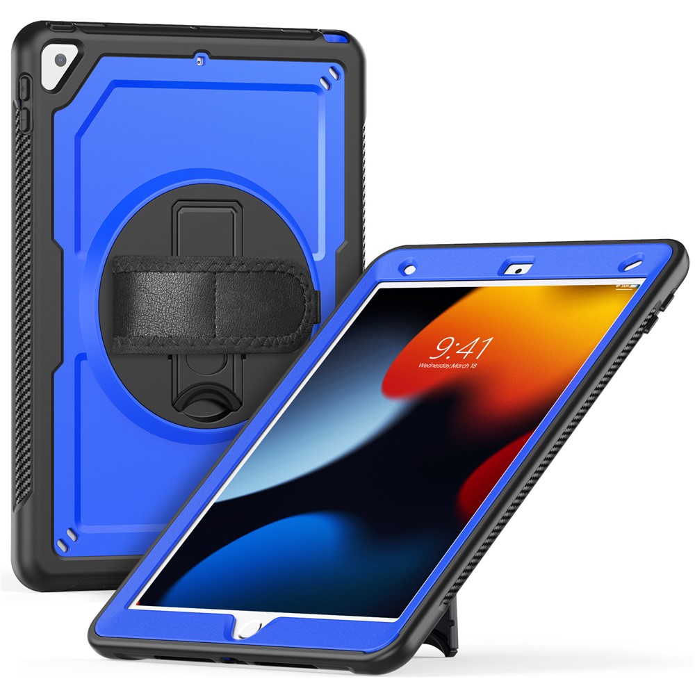 Tablet Case For iPad 10.2 (2021)  /  (2020)  /  (2019)  /  Air 10.5 inch (2019)  /  Pro 10.5-inch (2017) PC + TPE Cover with Shoulder Strap - Dark Blue