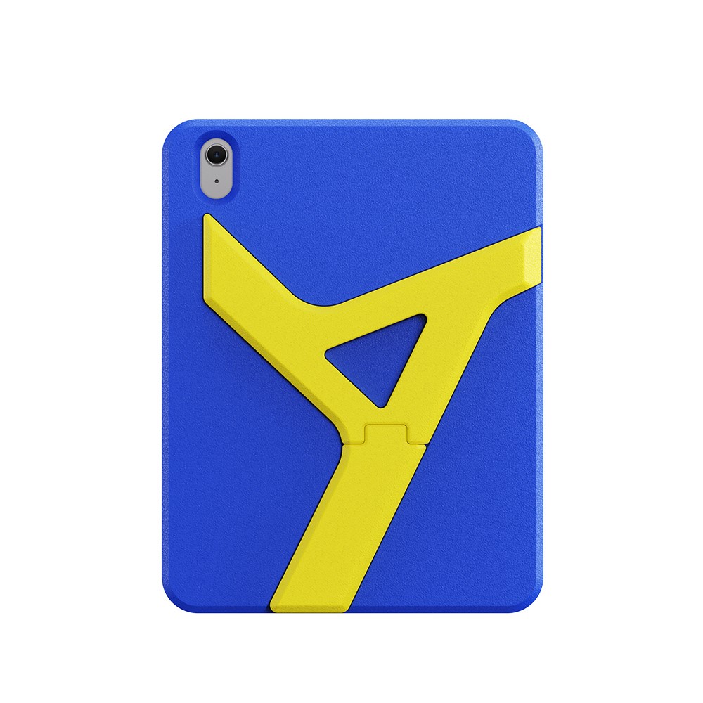 For iPad Air 11 (2025) / iPad Air (2020) / iPad Air (2022) / iPad Air 11 (2024) Case YOYOISLES Air Run Series Kickstand EVA Protective Tablet Cover - Blue Yellow