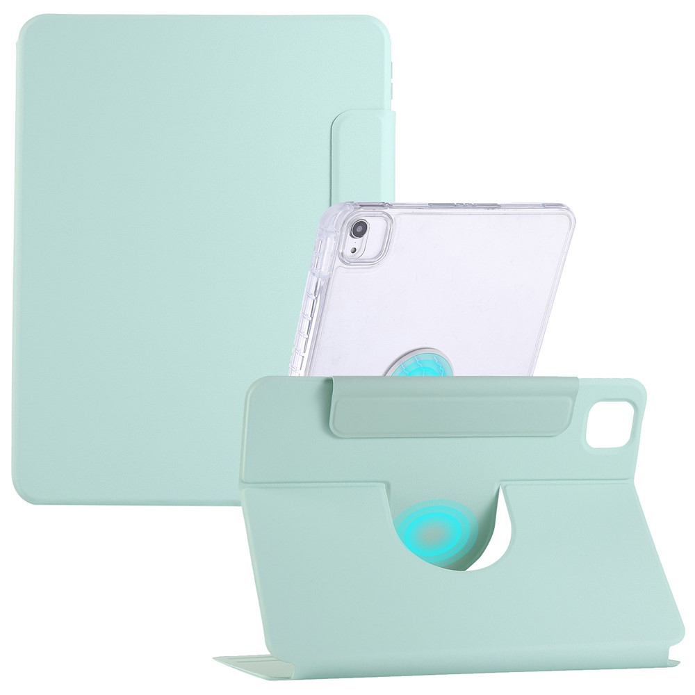 For iPad (2025)  /  10.9 (2022) Case Magnetic Detachable Rotating Stand Acrylic + Leather Tablet Cover - Green