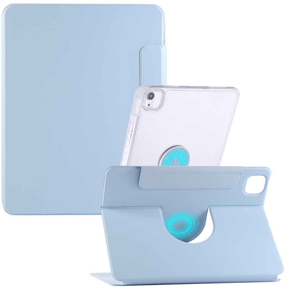 For iPad (2025)  /  10.9 (2022) Case Magnetic Detachable Rotating Stand Acrylic + Leather Tablet Cover - Blue