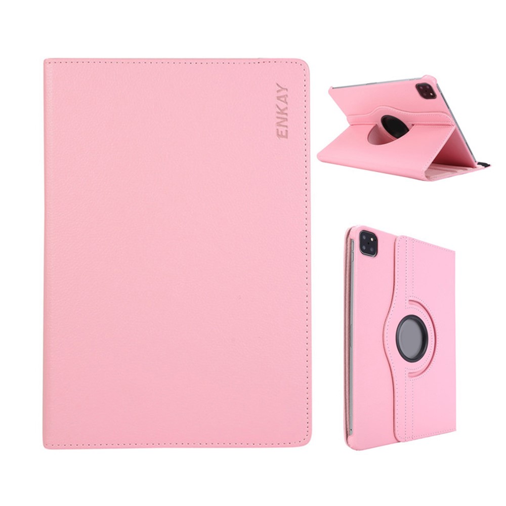 ENKAY HAT PRINCE For iPad Air 13 (2026) / (2025) / (2024) / Pro 12.9 (2022) / (2021) / (2020) / (2018) Tablet Case Litchi Texture PU Leather Cover Stand - Pink