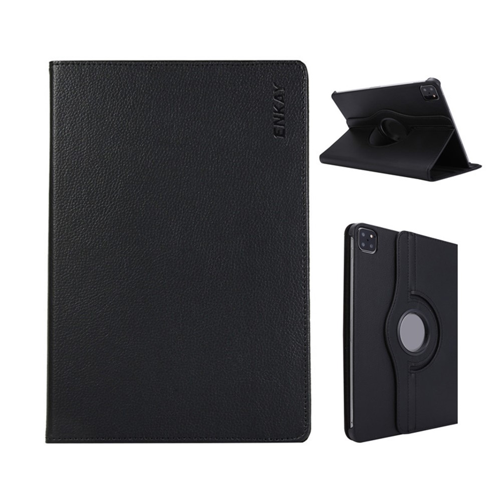 ENKAY HAT PRINCE For iPad Air 13 (2026) / (2025) / (2024) / Pro 12.9 (2022) / (2021) / (2020) / (2018) Tablet Case Litchi Texture PU Leather Cover Stand - Black