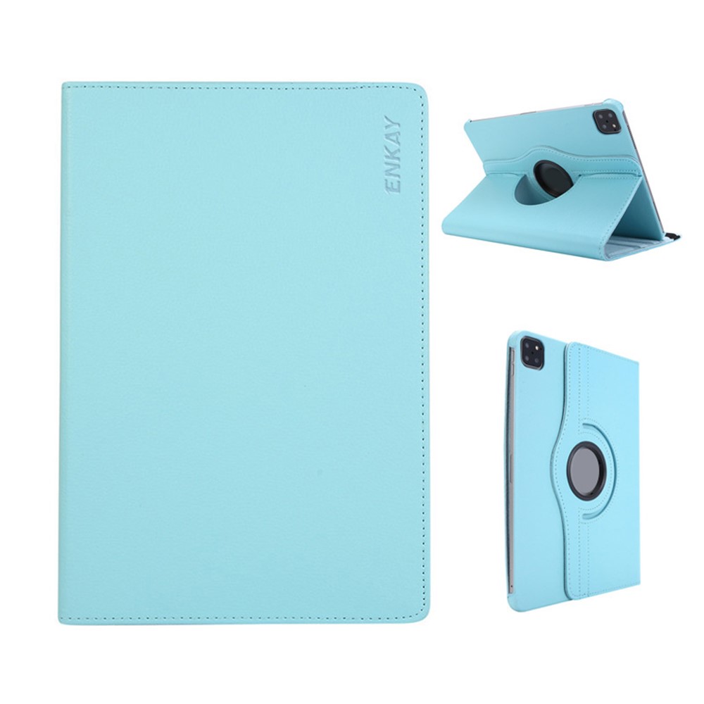 ENKAY HAT PRINCE For iPad Air 13 (2026) / (2025) / (2024) / Pro 12.9 (2022) / (2021) / (2020) / (2018) Tablet Case Litchi Texture PU Leather Cover Stand - Light Blue