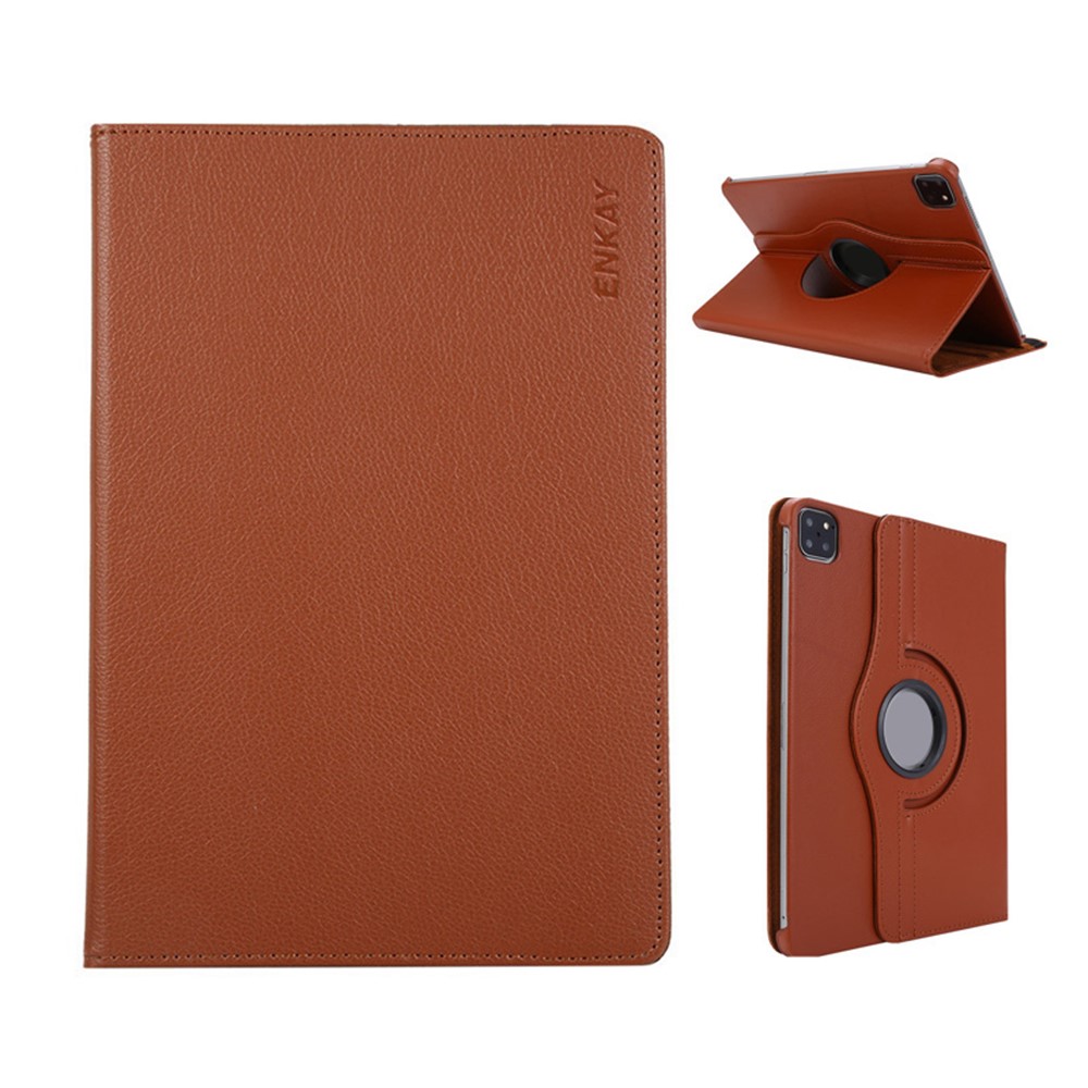ENKAY HAT PRINCE For iPad Air 13 (2026) / (2025) / (2024) / Pro 12.9 (2022) / (2021) / (2020) / (2018) Tablet Case Litchi Texture PU Leather Cover Stand - Brown