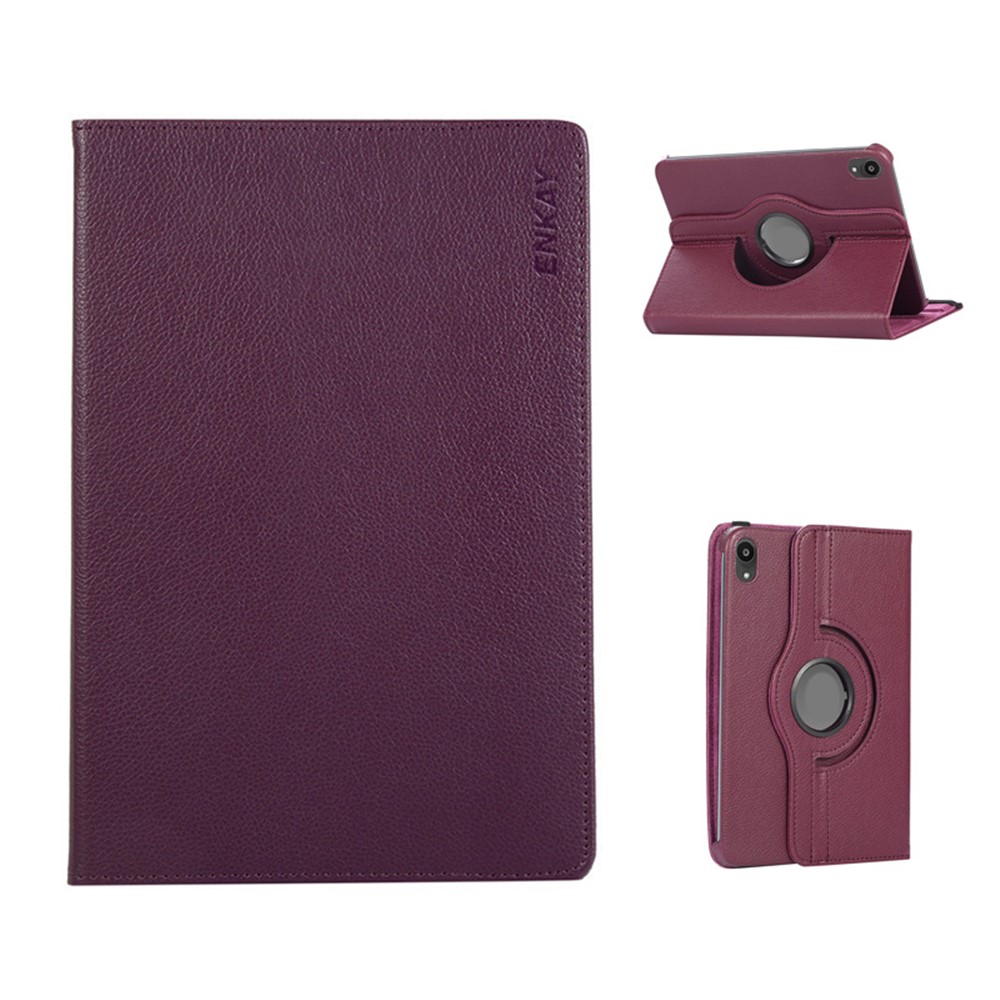 For iPad mini (2024) / iPad mini (2021) Tablet Case ENKAY HAT PRINCE Litchi Texture PU Leather Cover Stand - Dark Purple