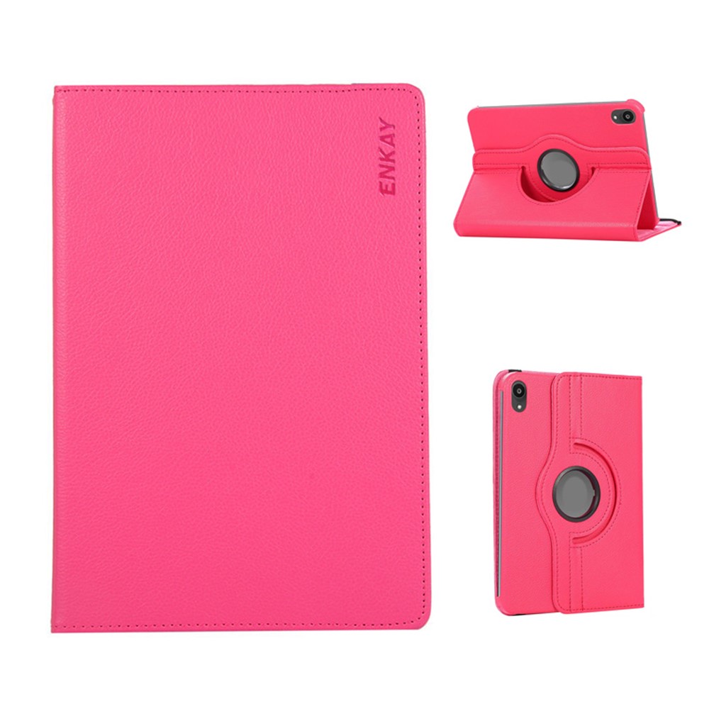 For iPad mini (2024) / iPad mini (2021) Tablet Case ENKAY HAT PRINCE Litchi Texture PU Leather Cover Stand - Rose Red