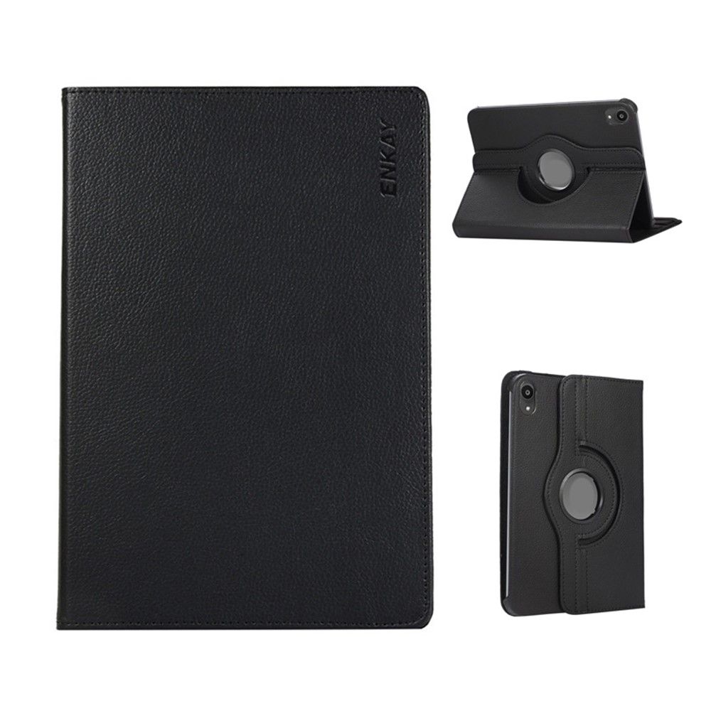 For iPad 10.9 (2022) / iPad (2025) Tablet Case ENKAY HAT PRINCE Litchi Texture PU Leather Cover Stand - Black