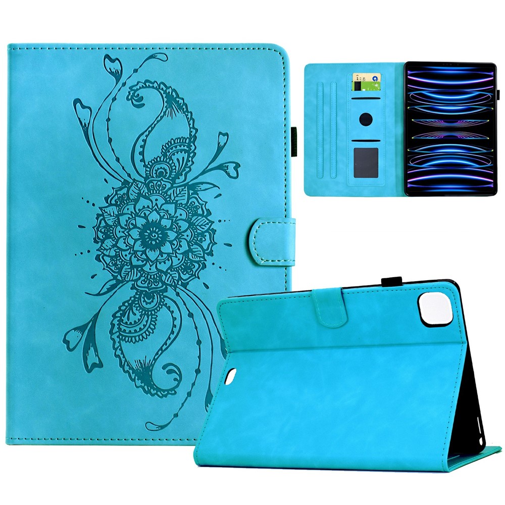 Leather Case For iPad Air 11 (2025) / (2024) / Air (2022) / (2020) / Pro 11 (2022) / (2021) / (2020) / (2018) Mandala Tablet Cover with Card Slots - Sky Blue