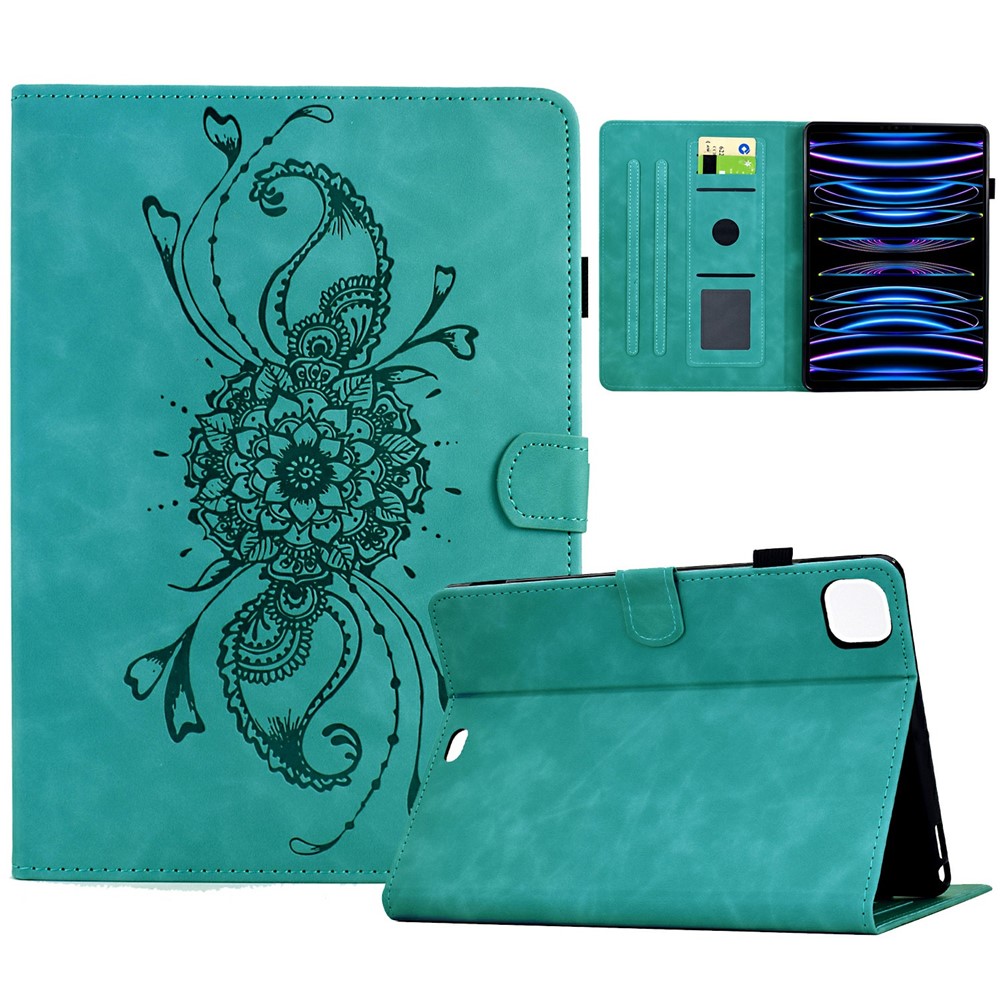 Leather Case For iPad Air 11 (2025) / (2024) / Air (2022) / (2020) / Pro 11 (2022) / (2021) / (2020) / (2018) Mandala Tablet Cover with Card Slots - Baby Blue