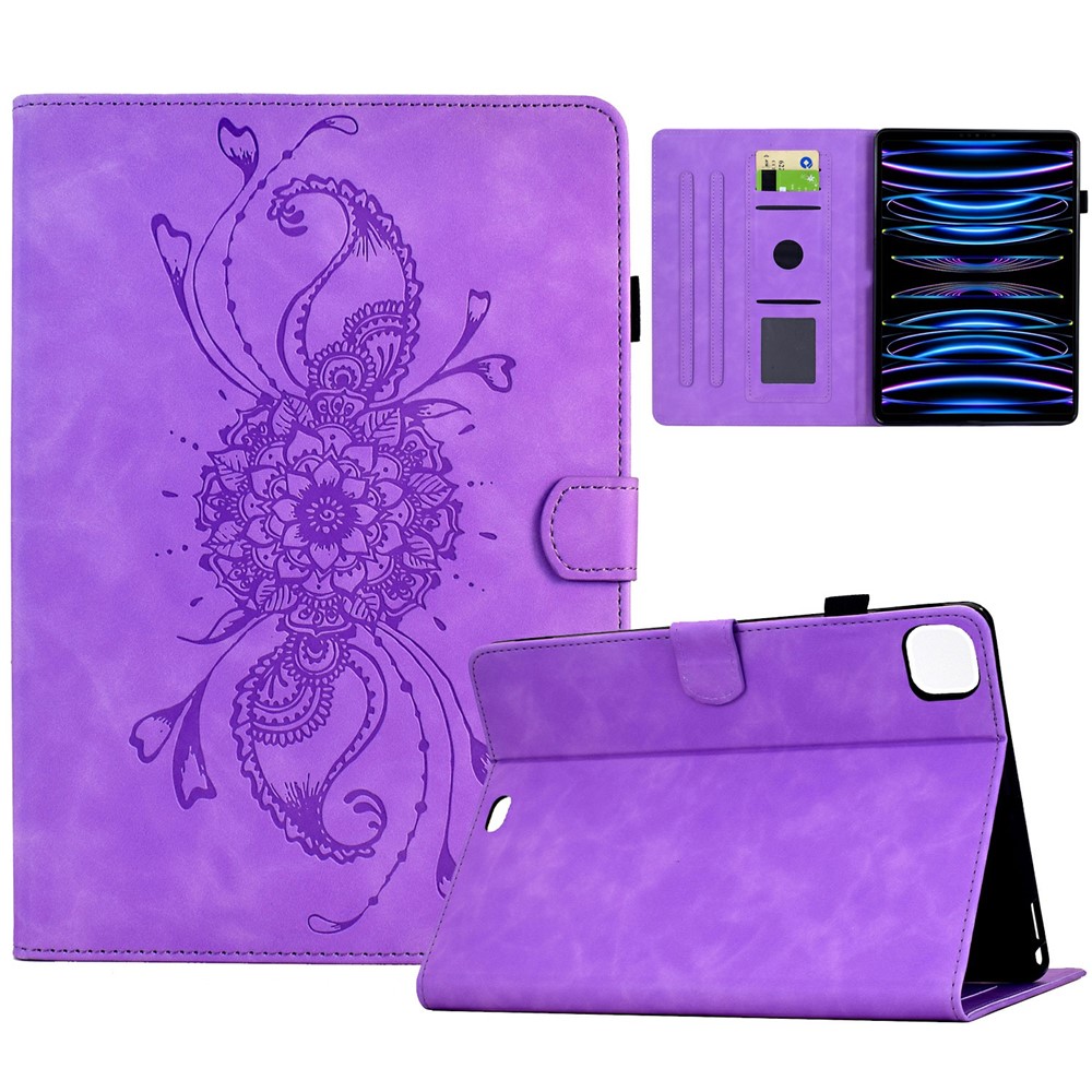 Leather Case For iPad Air 11 (2025) / (2024) / Air (2022) / (2020) / Pro 11 (2022) / (2021) / (2020) / (2018) Mandala Tablet Cover with Card Slots - Light Purple