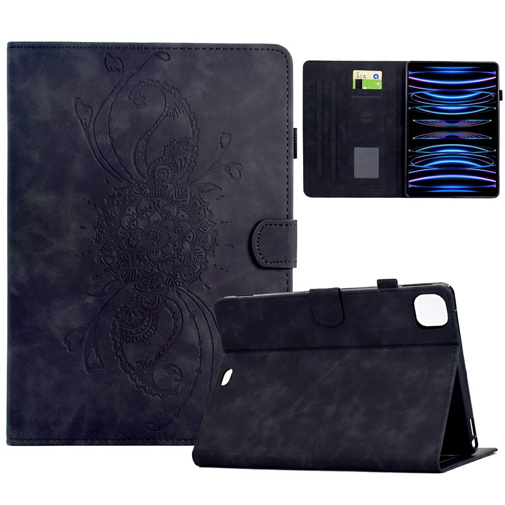Leather Case For iPad Air 11 (2025) / (2024) / Air (2022) / (2020) / Pro 11 (2022) / (2021) / (2020) / (2018) Mandala Tablet Cover with Card Slots - Black