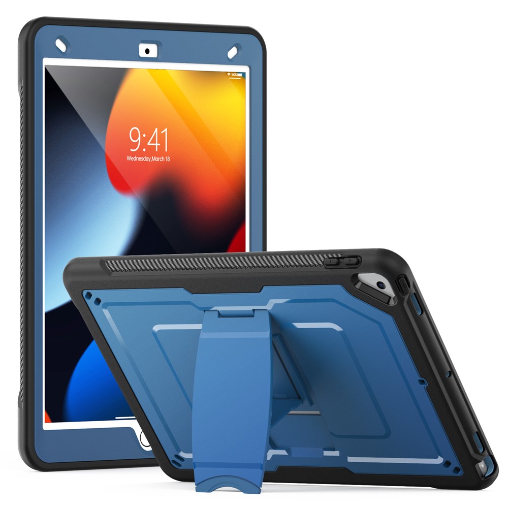 Tablet Case For iPad 10.2 (2021)  /  (2020)  /  (2019)  /  Air 10.5 inch (2019)  /  Pro 10.5-inch (2017) PC + TPE Cover with Zinc Alloy Kickstand - Navy Blue