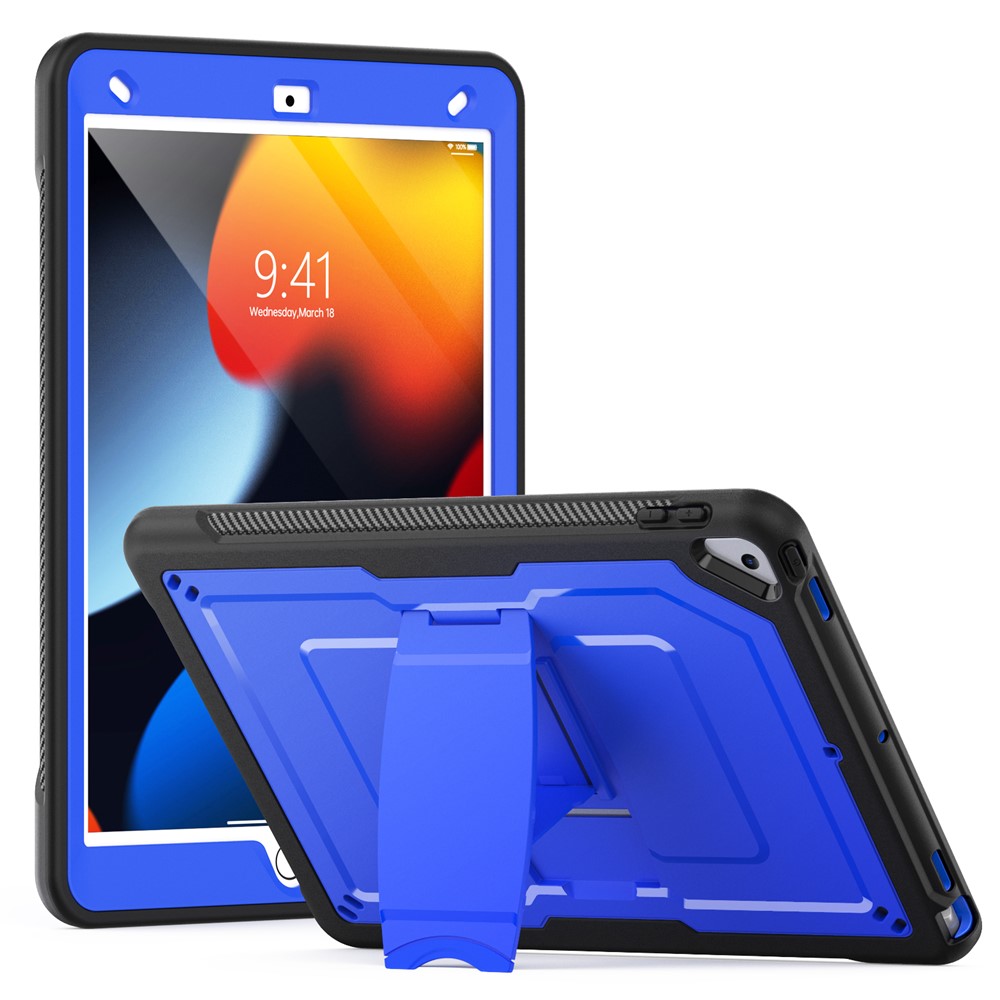 Tablet Case For iPad 10.2 (2021)  /  (2020)  /  (2019)  /  Air 10.5 inch (2019)  /  Pro 10.5-inch (2017) PC + TPE Cover with Zinc Alloy Kickstand - Dark Blue