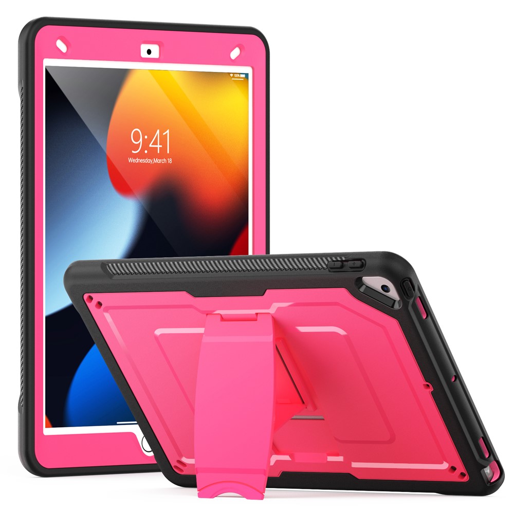 Tablet Case For iPad 10.2 (2021)  /  (2020)  /  (2019)  /  Air 10.5 inch (2019)  /  Pro 10.5-inch (2017) PC + TPE Cover with Zinc Alloy Kickstand - Rose
