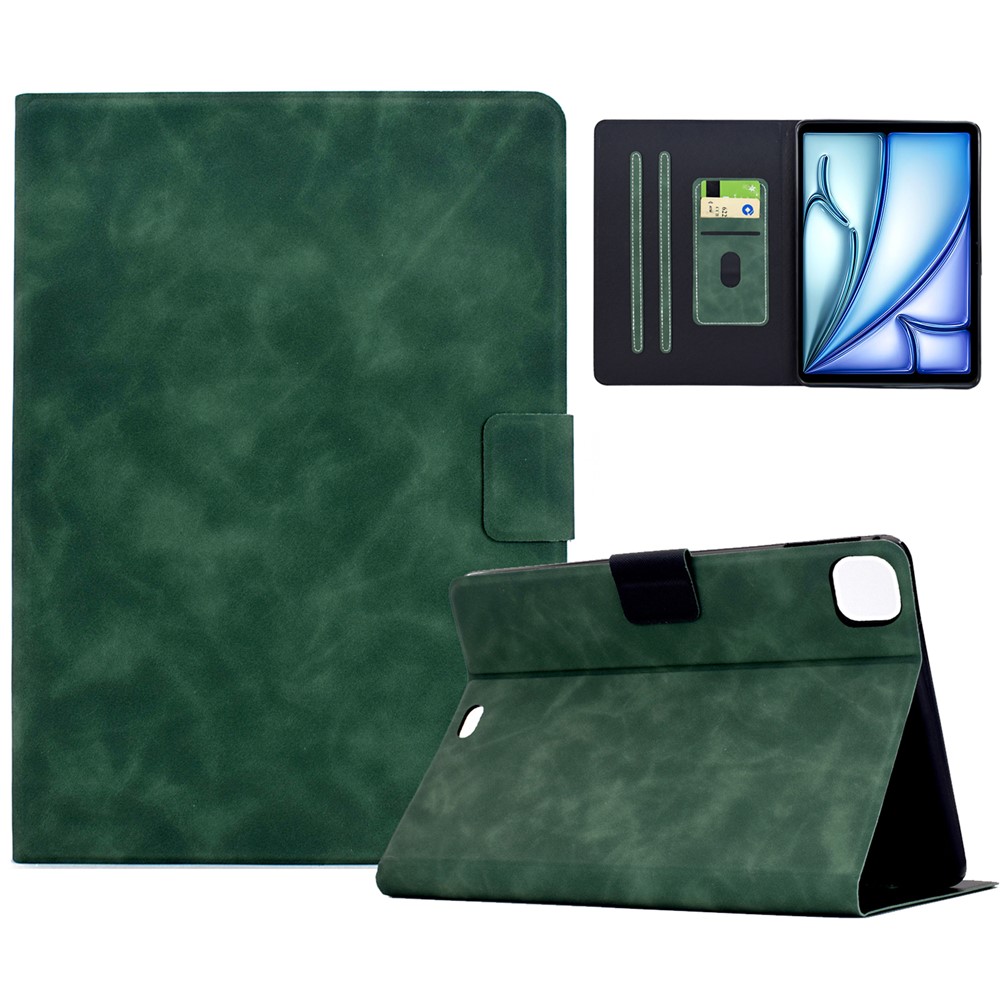 Tablet Case For iPad Air 11 (2025) / (2024) / Air (2022) / (2020) / Pro 11 (2022) / (2021) / (2020) / (2018) , PU Leather Cover with Card Slots - Green