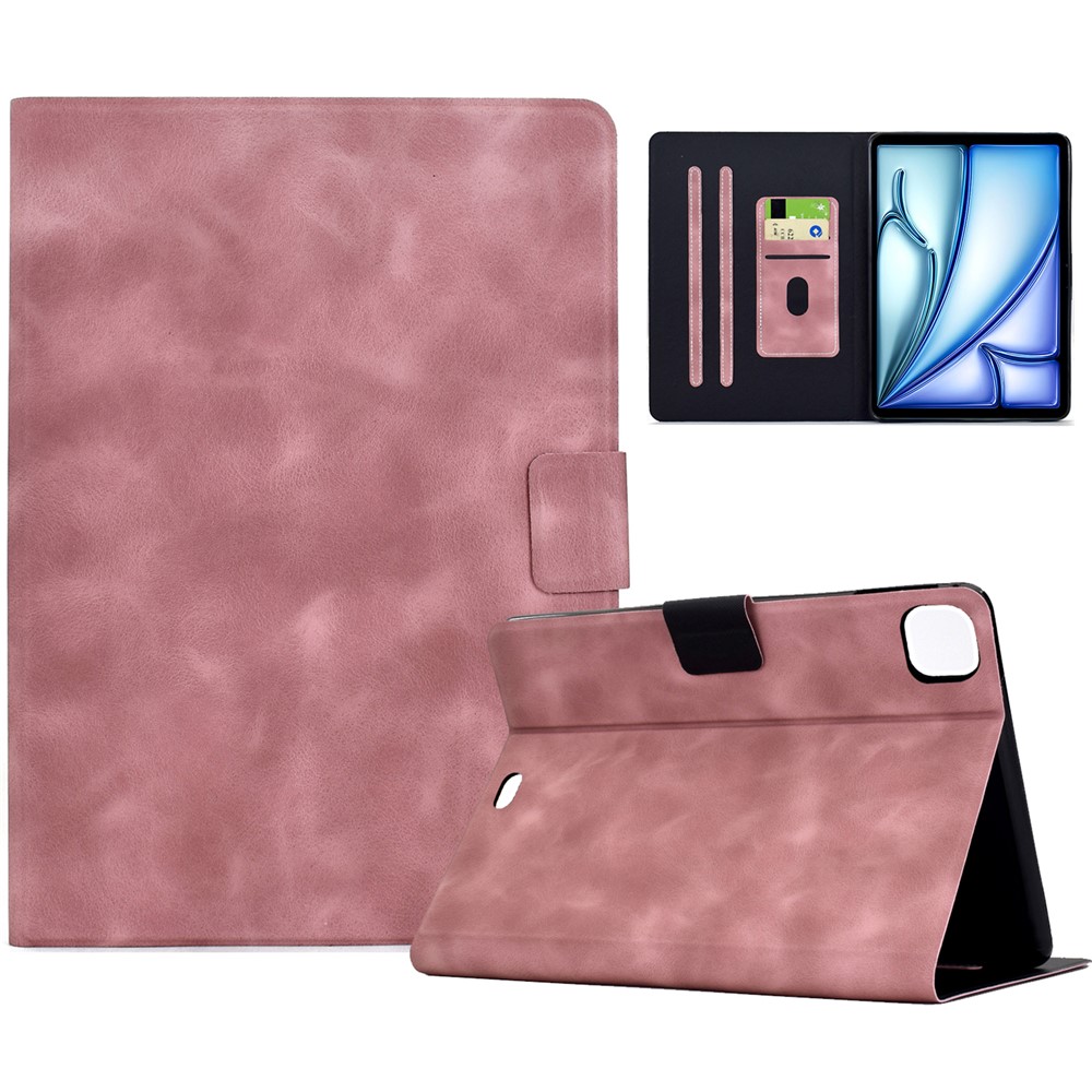 Tablet Case For iPad Air 11 (2025) / (2024) / Air (2022) / (2020) / Pro 11 (2022) / (2021) / (2020) / (2018) , PU Leather Cover with Card Slots - Pink