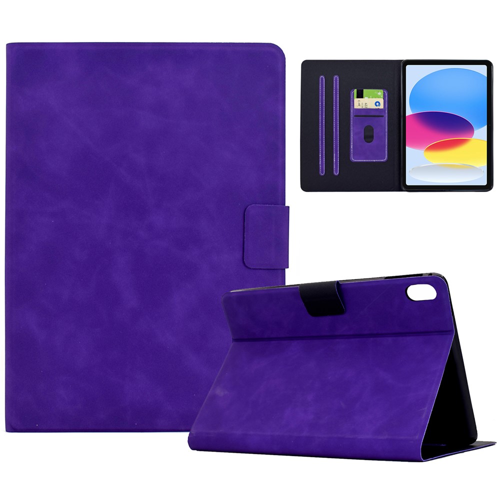 For iPad (2025) / 10.9 (2022) Case PU Leather Tablet Cover with Card Slots - Purple