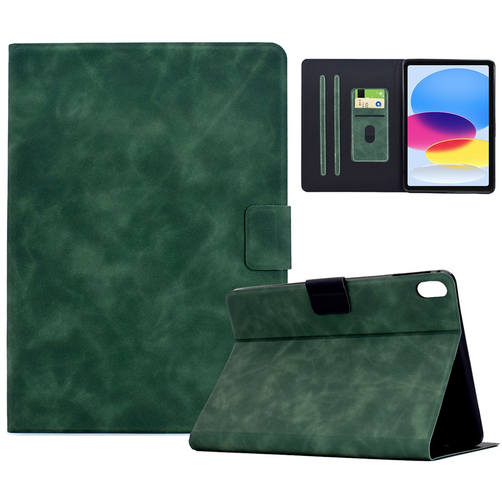 For iPad (2025) / 10.9 (2022) Case PU Leather Tablet Cover with Card Slots - Green