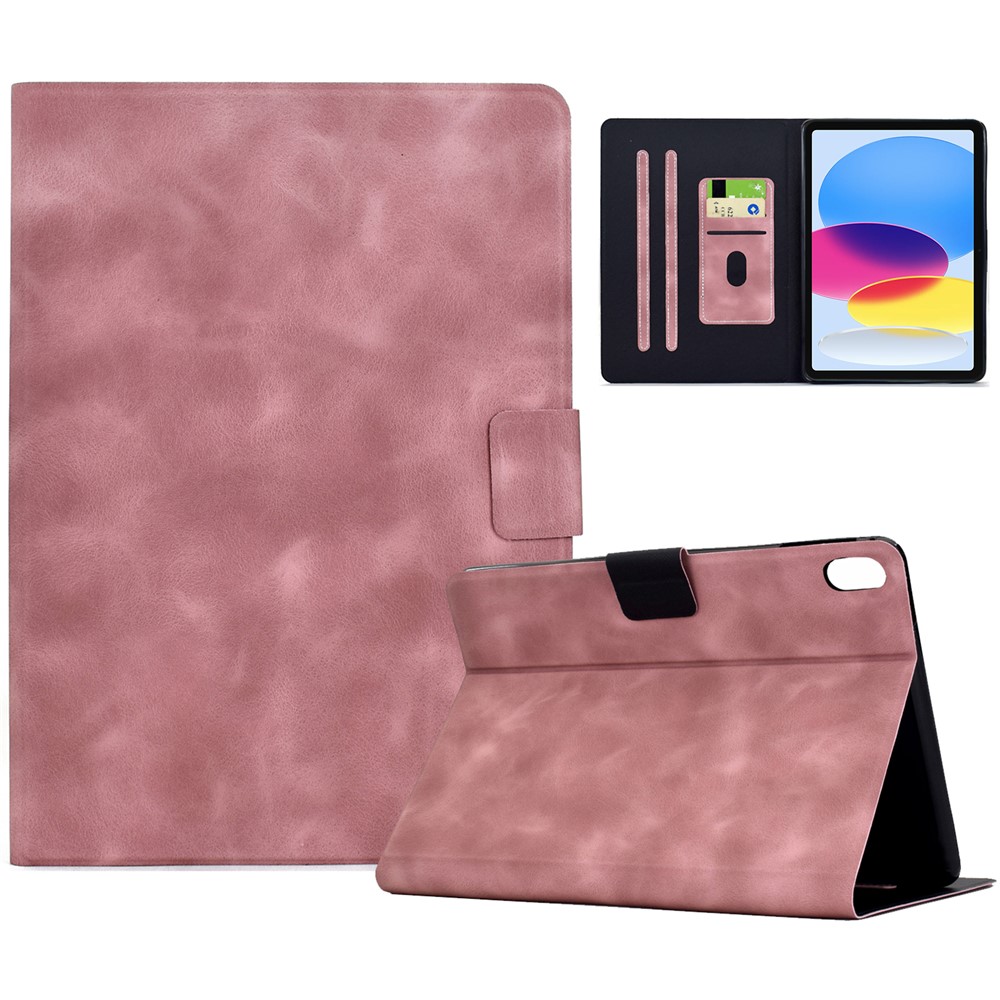 For iPad (2025) / 10.9 (2022) Case PU Leather Tablet Cover with Card Slots - Pink