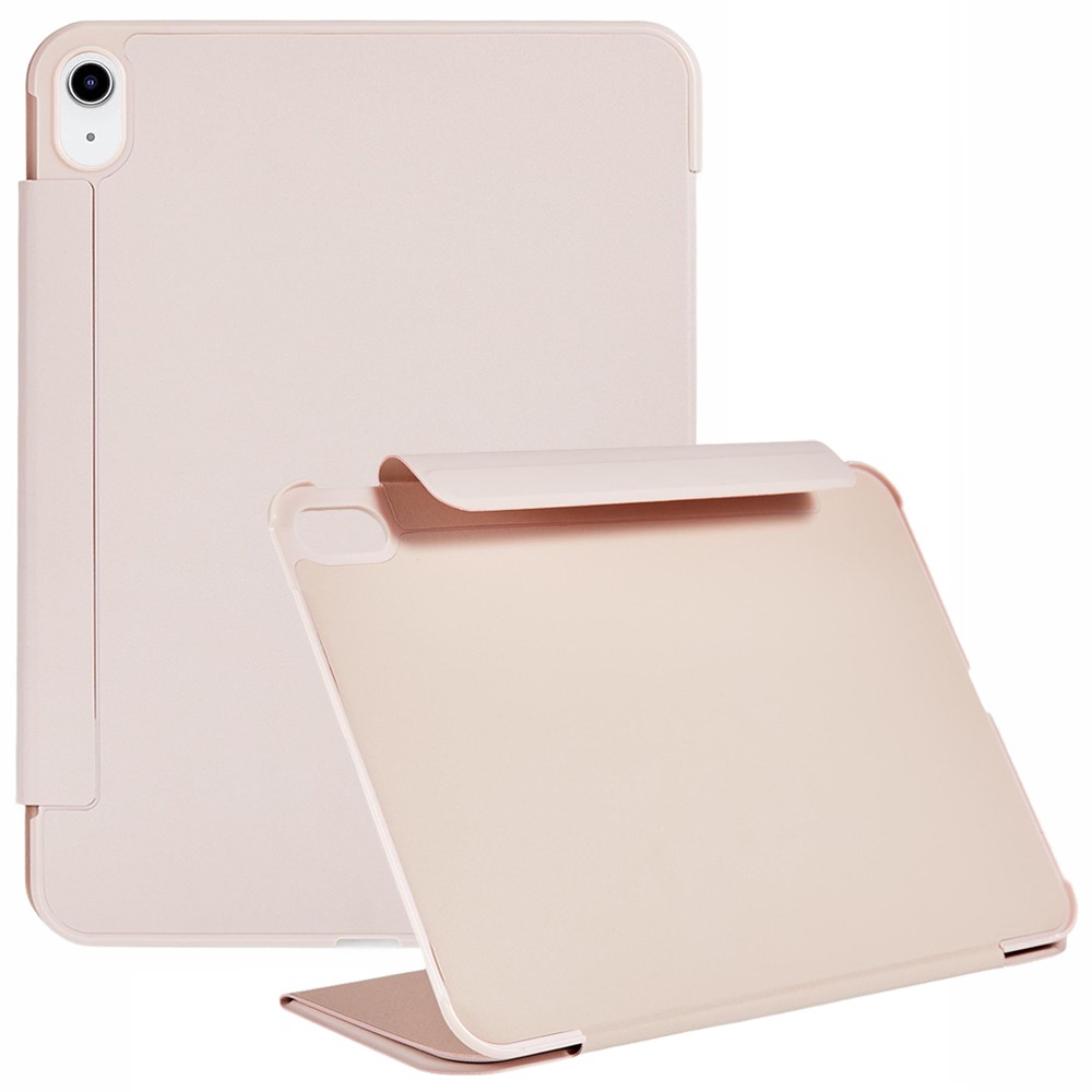 For iPad (2025) / iPad 10.9 (2022) Case Y-Shape Stand PU Leather Flip Tablet Cover with Auto Wake / Sleep - Pink