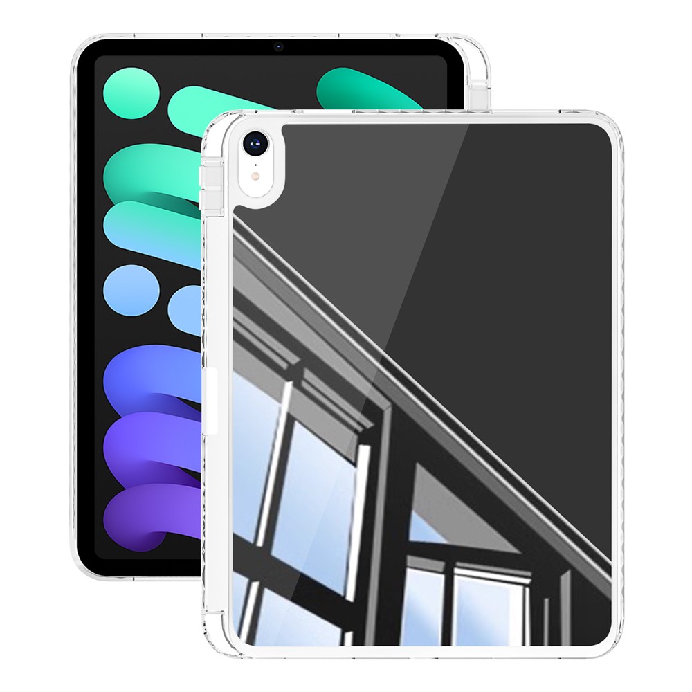 For iPad (2025)  /  10.9 (2022) Case Mirror Acrylic TPU Shockproof Tablet Cover with Pen Slot - White