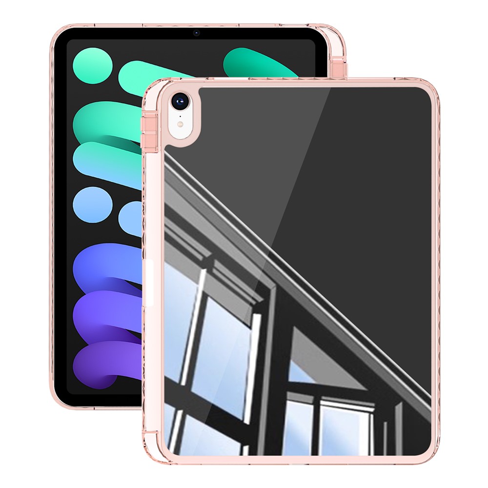For iPad (2025)  /  10.9 (2022) Case Mirror Acrylic TPU Shockproof Tablet Cover with Pen Slot - Pink