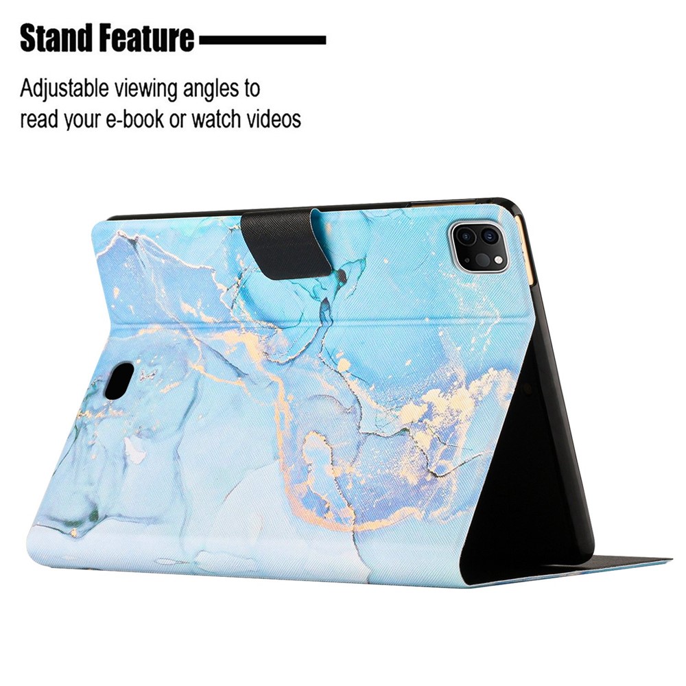 For iPad Pro 11-inch (2018) / (2020) / iPad Air (2022) / (2020) Marble Pattern PU Leather Tablet Case Auto Wake / Sleep Cover with Stand Card Holder - Blue Marble-3