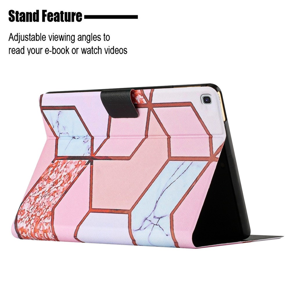 For Samsung Galaxy Tab A7 10.4 (2020) SM-T500 / SM-T505 Stand Card Holder Tablet Cover Marble Pattern PU Leather Shockproof Case - Splicing Marble-3