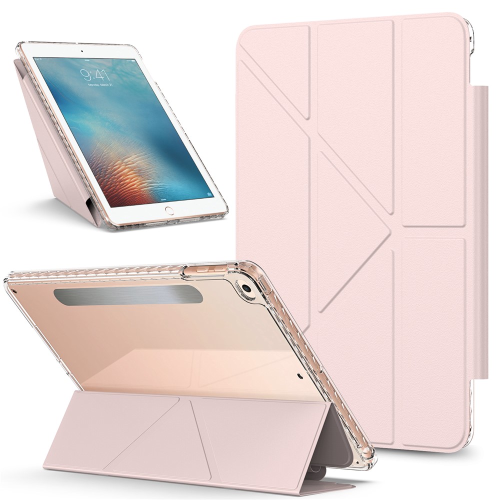 Tablet Case For iPad 9.7-inch (2018)  /  (2017)  /  Air 2  /  Air (2013) Stand Magnetic Detachable PU Leather Cover with Auto Wake  /  Sleep - Pink