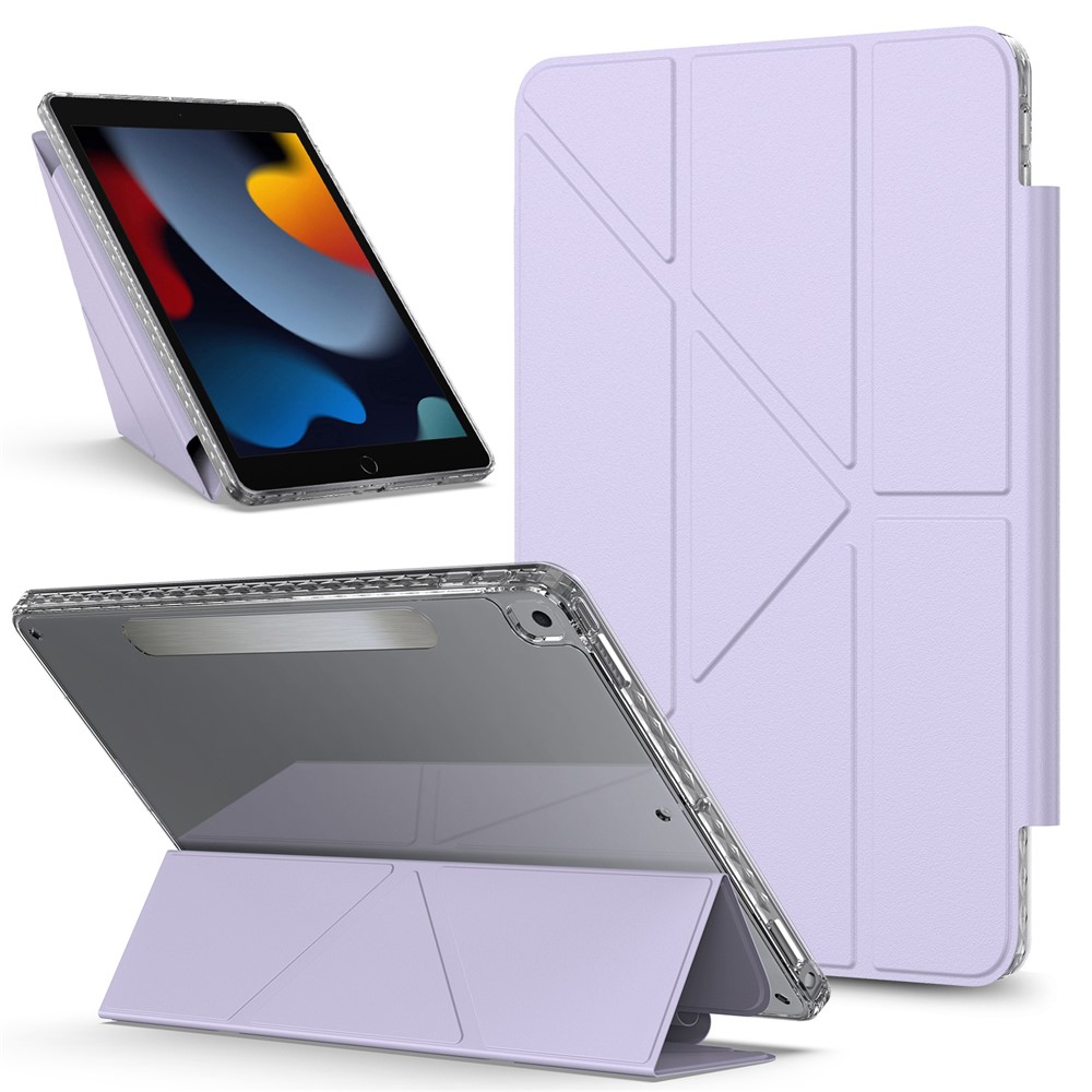 Tablet Case For iPad 10.2 (2021)  /  (2020)  /  (2019)  /  Air 10.5 inch (2019) Stand Magnetic Detachable Leather Cover with Auto Wake  /  Sleep - Purple