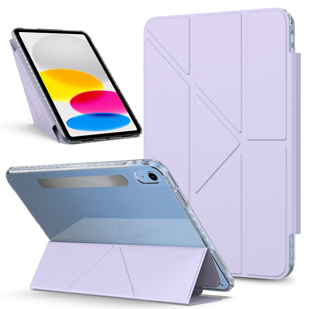 For iPad (2025)  /  10.9 (2022) Tablet Case Stand Magnetic Detachable PU Leather Cover with Auto Wake  /  Sleep - Purple