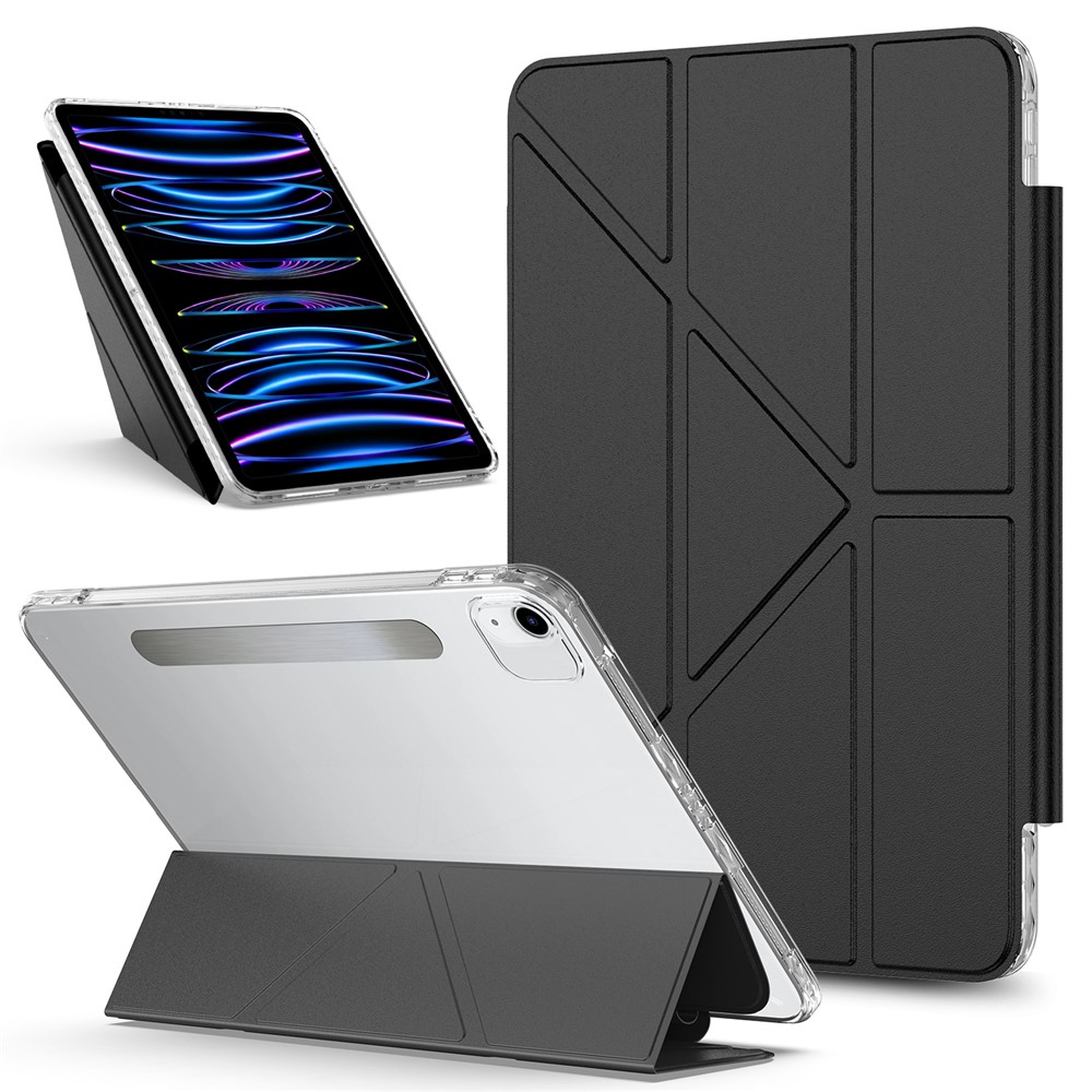 Tablet Case for iPad Air 11 (2025)/(2024)/Air (2022)/(2020)/Pro 11-inch (2018) Magnetic Clasp PU Leather Stand Cover - Black
