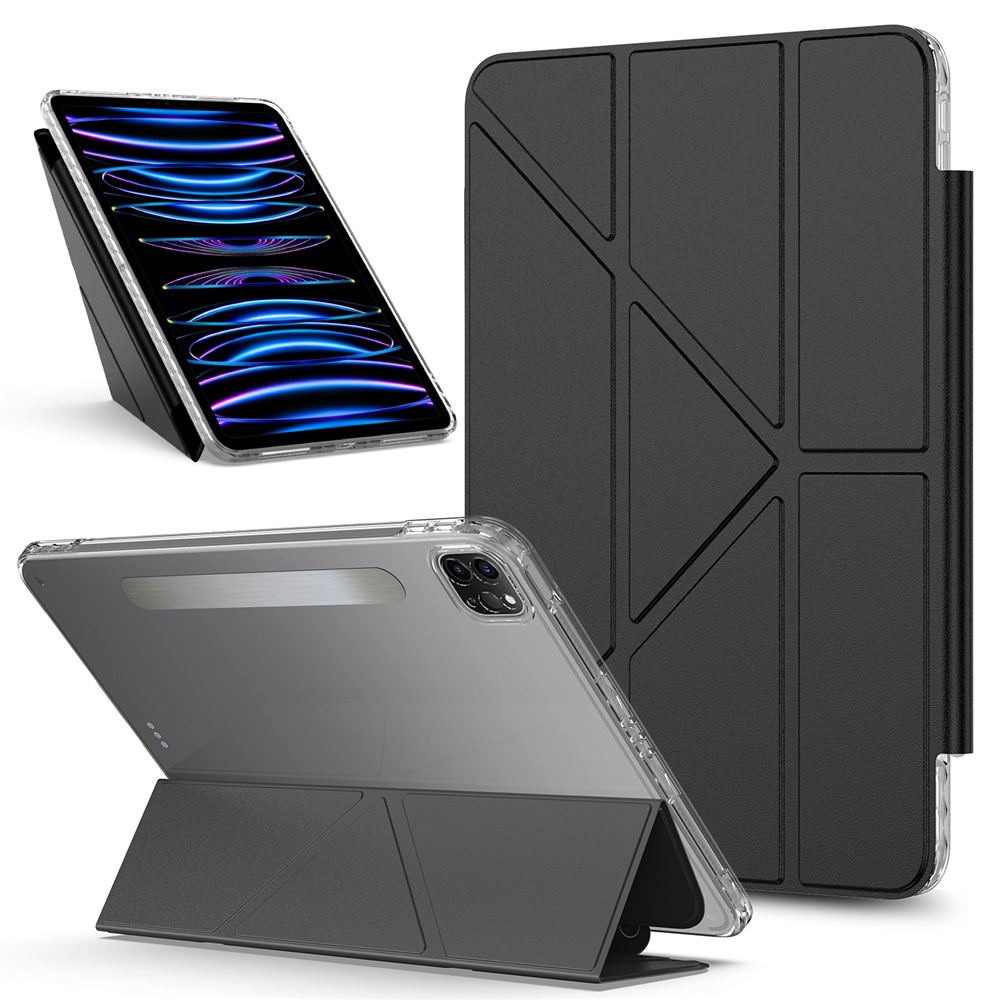 Tablet Case For iPad Pro 12.9 (2022)  /  (2021)  /  (2020) Stand Magnetic Detachable PU Leather Cover with Auto Wake  /  Sleep - Black