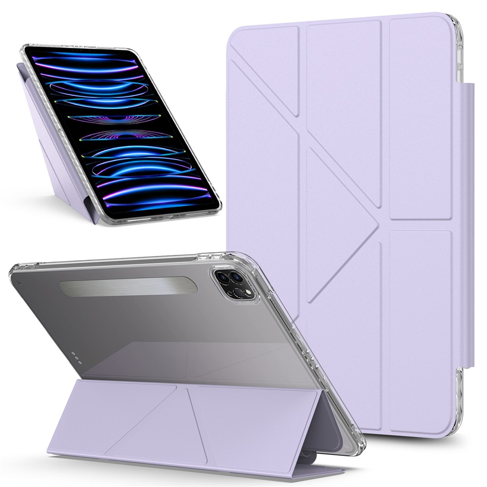 Tablet Case For iPad Pro 12.9 (2022)  /  (2021)  /  (2020) Stand Magnetic Detachable PU Leather Cover with Auto Wake  /  Sleep - Purple