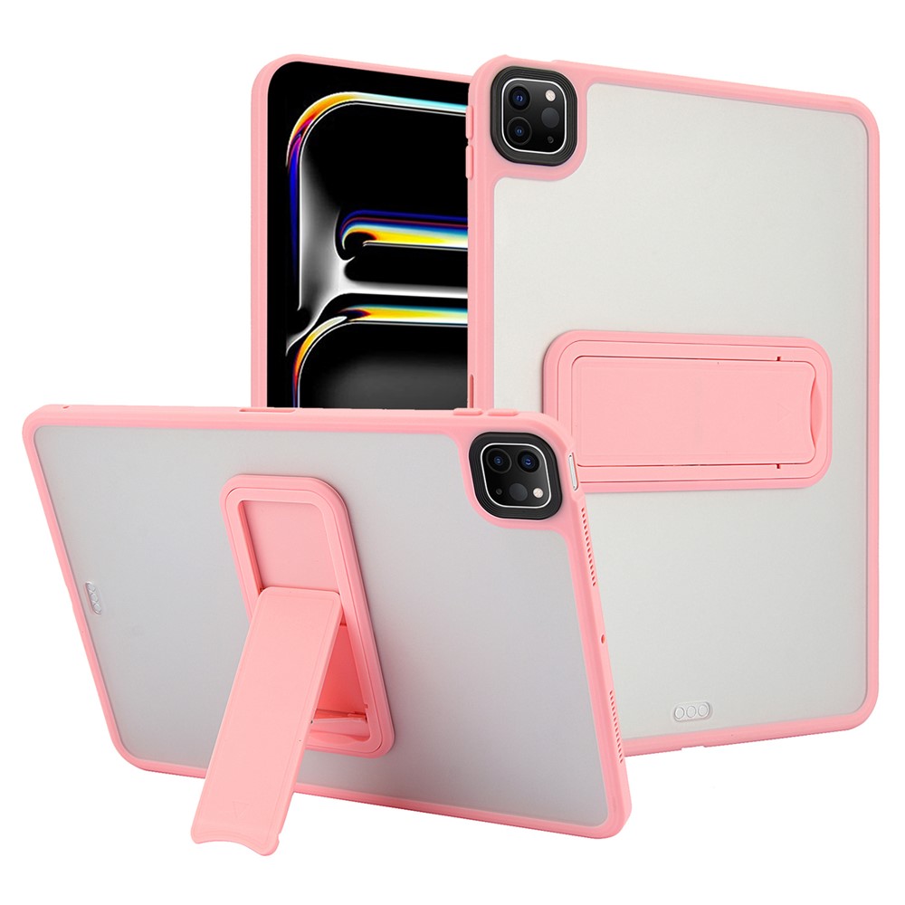 For iPad Pro 12.9 (2022) / (2021) / (2020) / (2018) Case with Kickstand TPU + PC Skin-Touch Tablet Cover - Pink