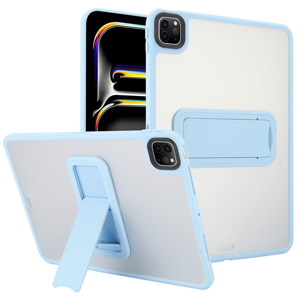 For iPad Pro 12.9 (2022) / (2021) / (2020) / (2018) Case with Kickstand TPU + PC Skin-Touch Tablet Cover - Baby Blue