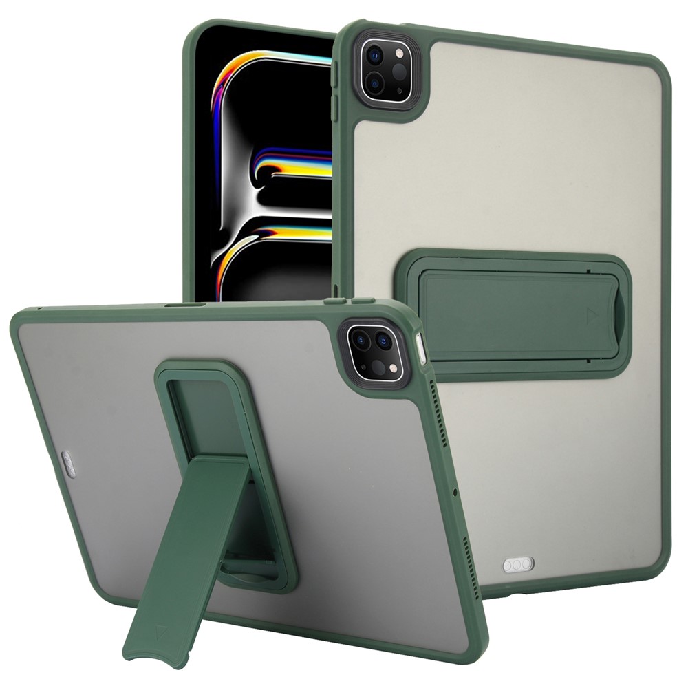 For iPad Pro 12.9 (2022) / (2021) / (2020) / (2018) Case with Kickstand TPU + PC Skin-Touch Tablet Cover - Green