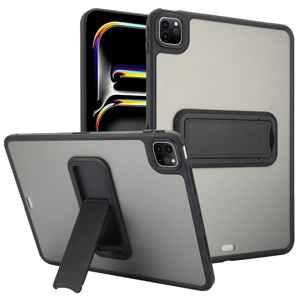 For iPad Pro 12.9 (2022) / (2021) / (2020) / (2018) Case with Kickstand TPU + PC Skin-Touch Tablet Cover - Black