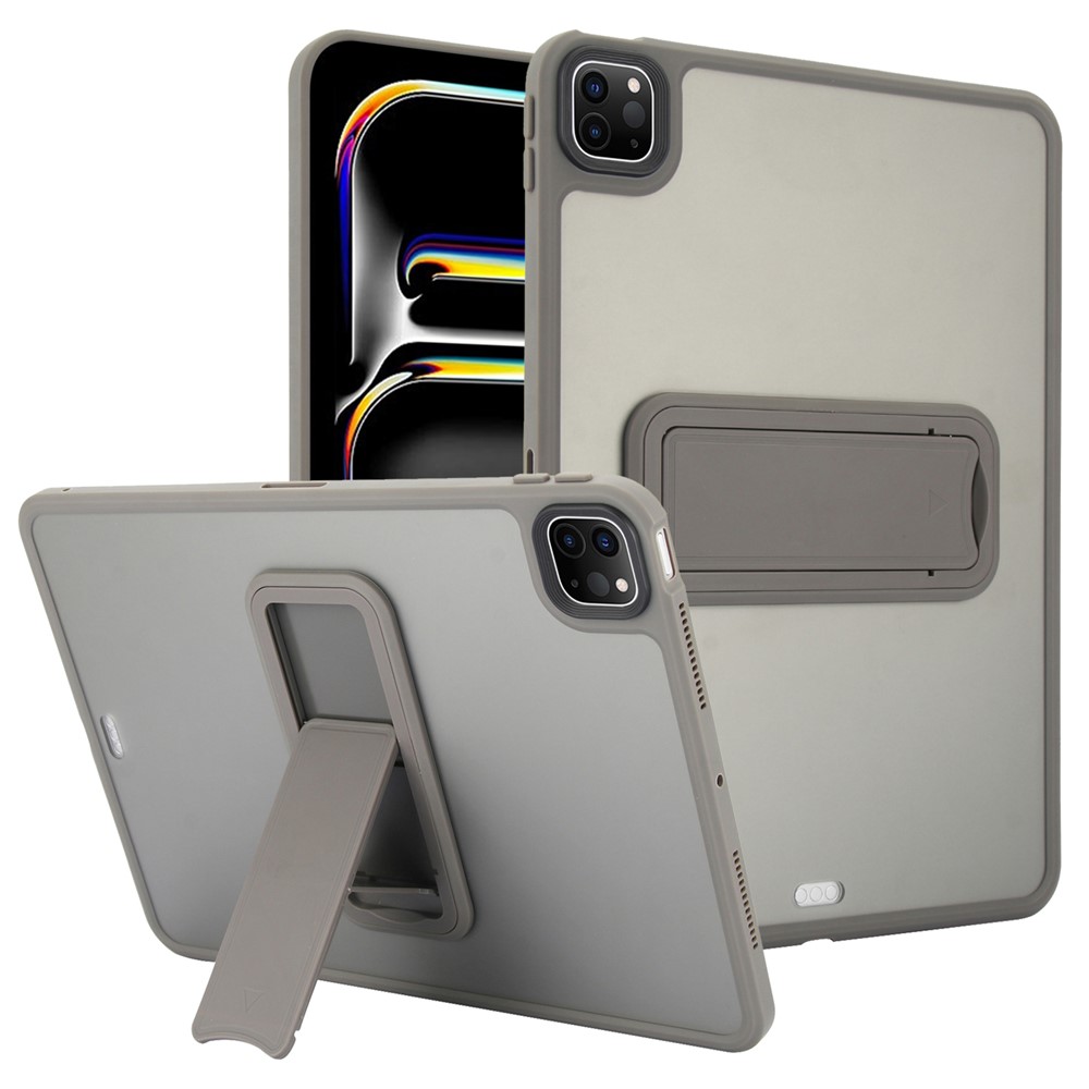 For iPad Pro 12.9 (2022) / (2021) / (2020) / (2018) Case with Kickstand TPU + PC Skin-Touch Tablet Cover - Grey