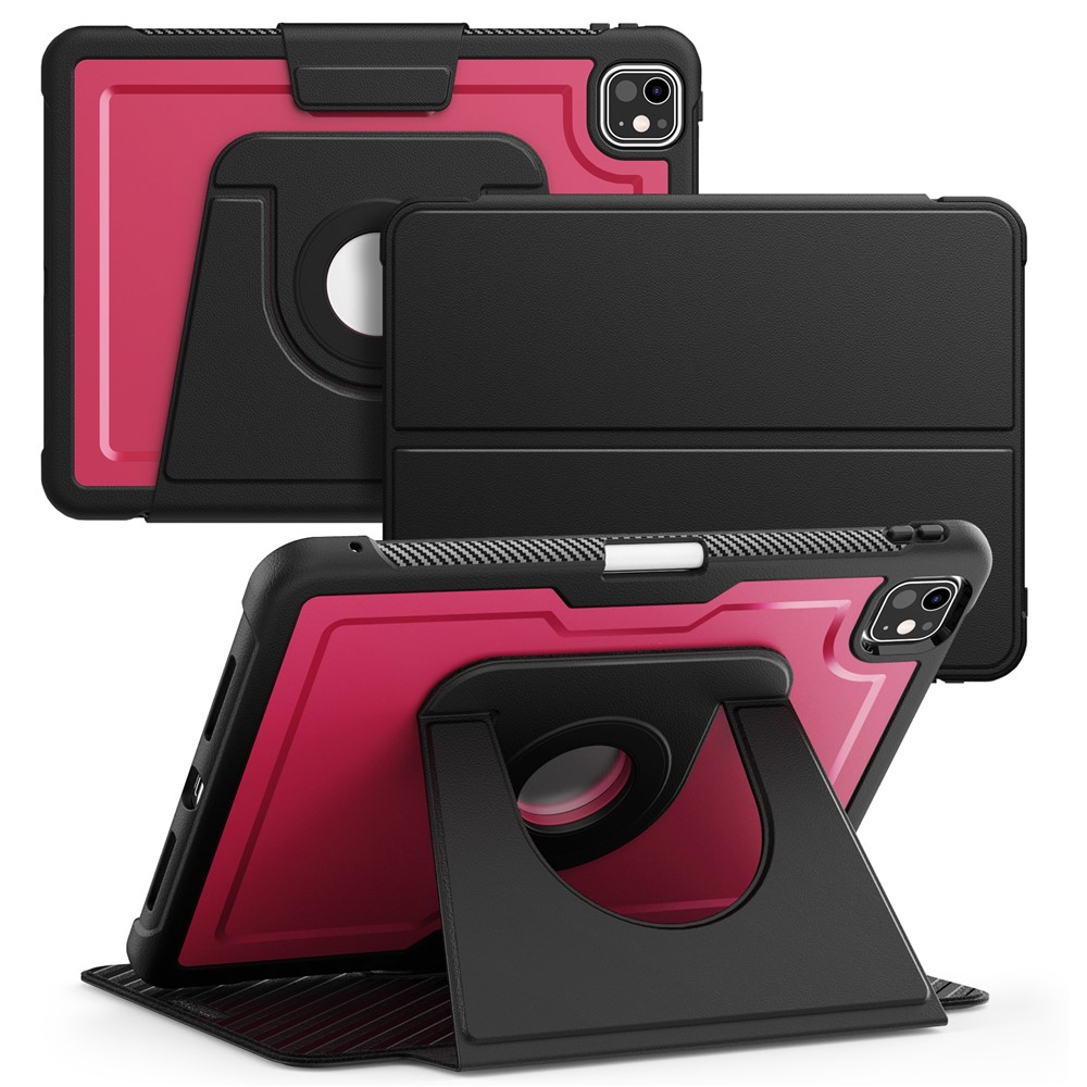 For iPad Pro 11 (2025) / 11 (2024) Tablet Case Detachable PC + TPU + PU Leather Flip Cover - Wine Red