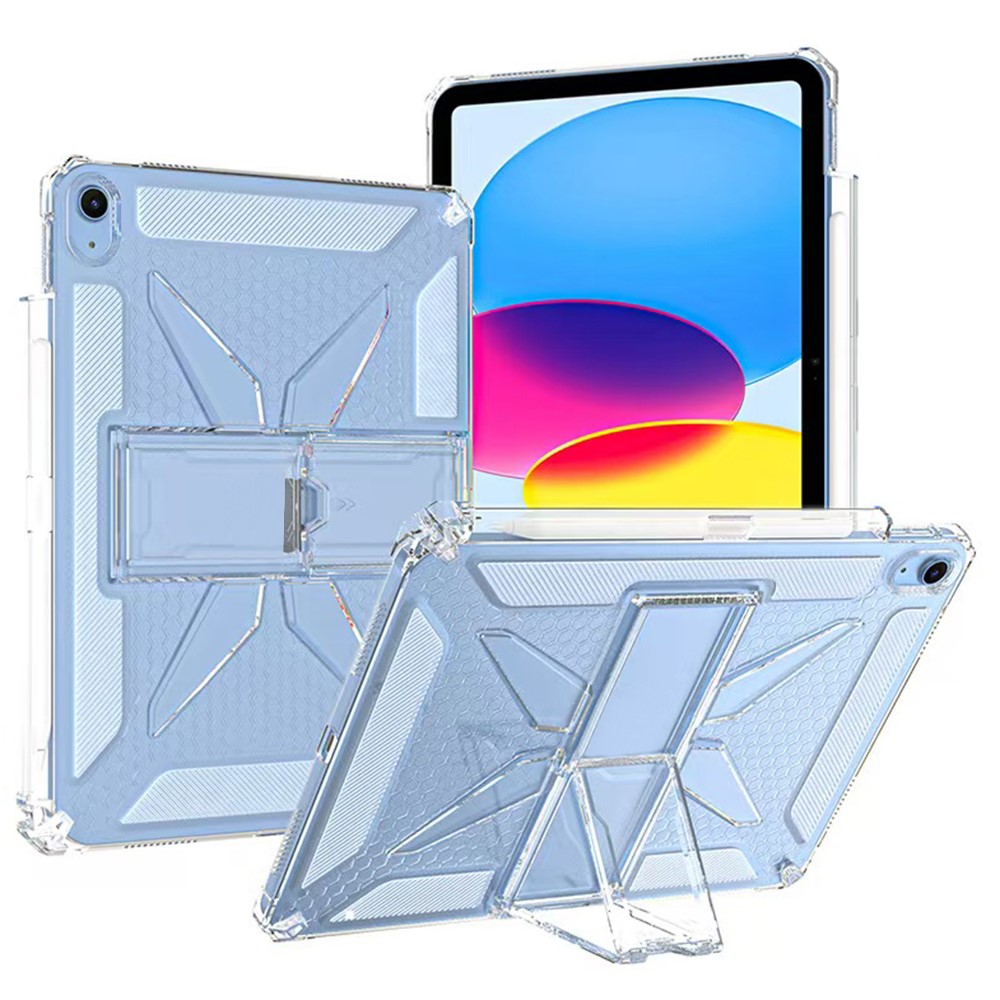 For iPad (2025)  /  10.9 (2022) Clear Case Kickstand Shockproof TPU + PC Tablet Cover with Pen Slot