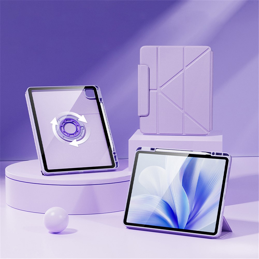 Tablet Case For iPad Pro 11 (2022) / (2021) / (2020) / (2018) , Folding Stand Magnetic Detachable Cover with Auto Sleep Wake - Purple