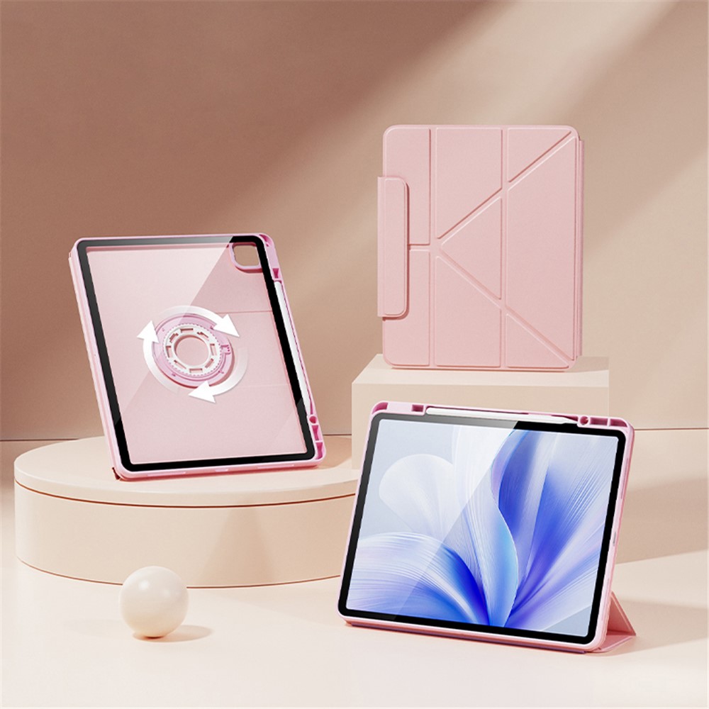 For iPad Pro 11 (2025) / 11 (2024) Case Folding Stand Magnetic Detachable Tablet Cover with Auto Sleep Wake - Pink