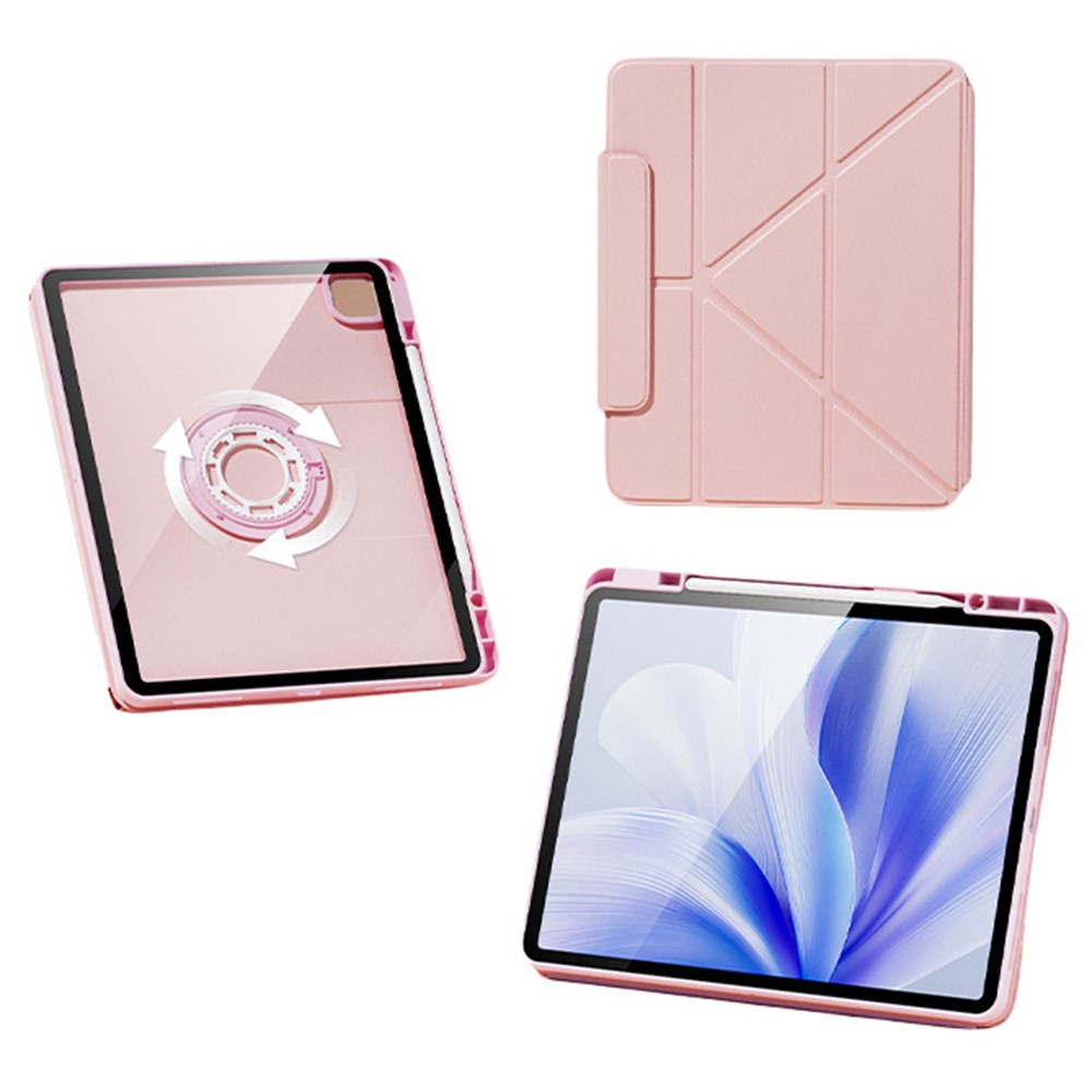 For iPad Pro 13 (2025) / 13 (2024) Case Folding Stand Magnetic Detachable Tablet Cover with Auto Sleep Wake - Pink